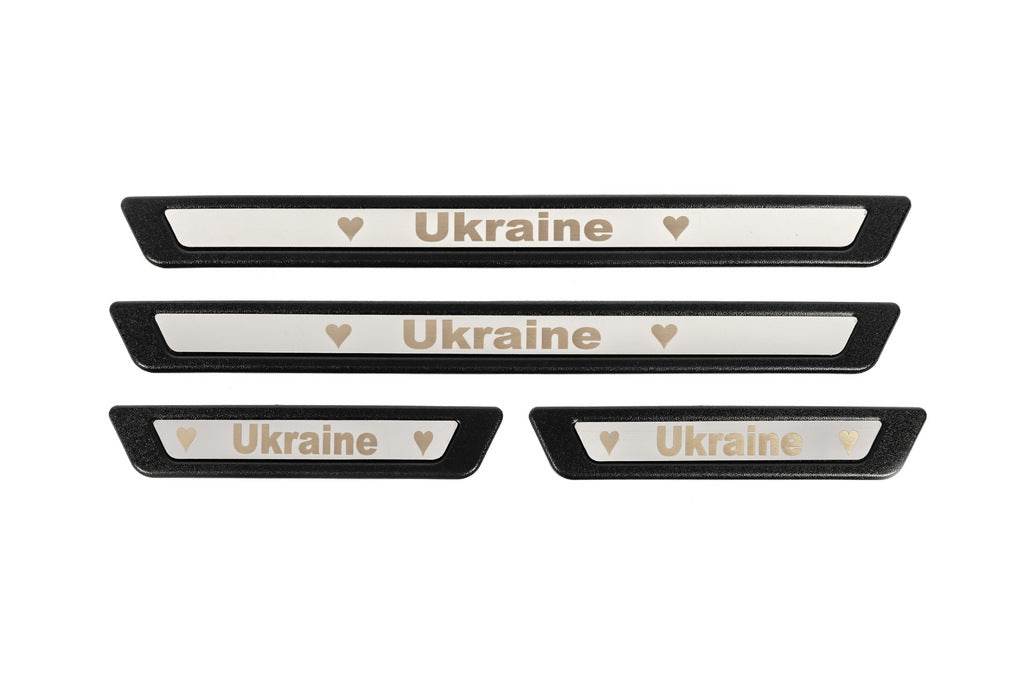 Door sill plates (Ukraine, 4 pcs., stainless steel) - Reelken Auto
