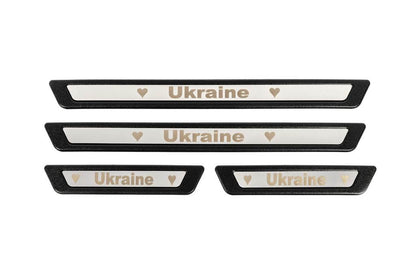Door sill plates (Ukraine, 4 pcs., stainless steel) - Reelken Auto