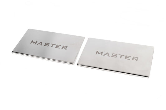 Interior door sill plates Carmos V1 (2 pcs, stainless steel) for Renault Master 1998-2010 - image 1