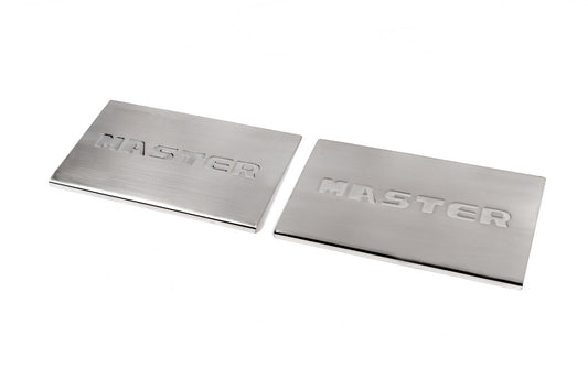 Interior door sill plates Carmos V3 (2 pcs, stainless steel) for Renault Master 1998-2010 - image 1