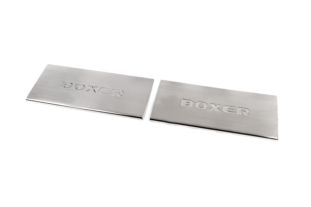 Interior door sill protectors Carmos V2 (2 pcs, stainless steel) for Peugeot Boxer 2006-2025 - image 1