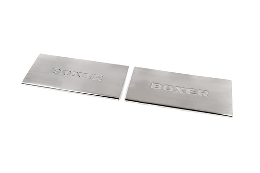 Interior door sill protectors Carmos V2 (2 pcs, stainless steel) for Peugeot Boxer 2006-2025 - image 1