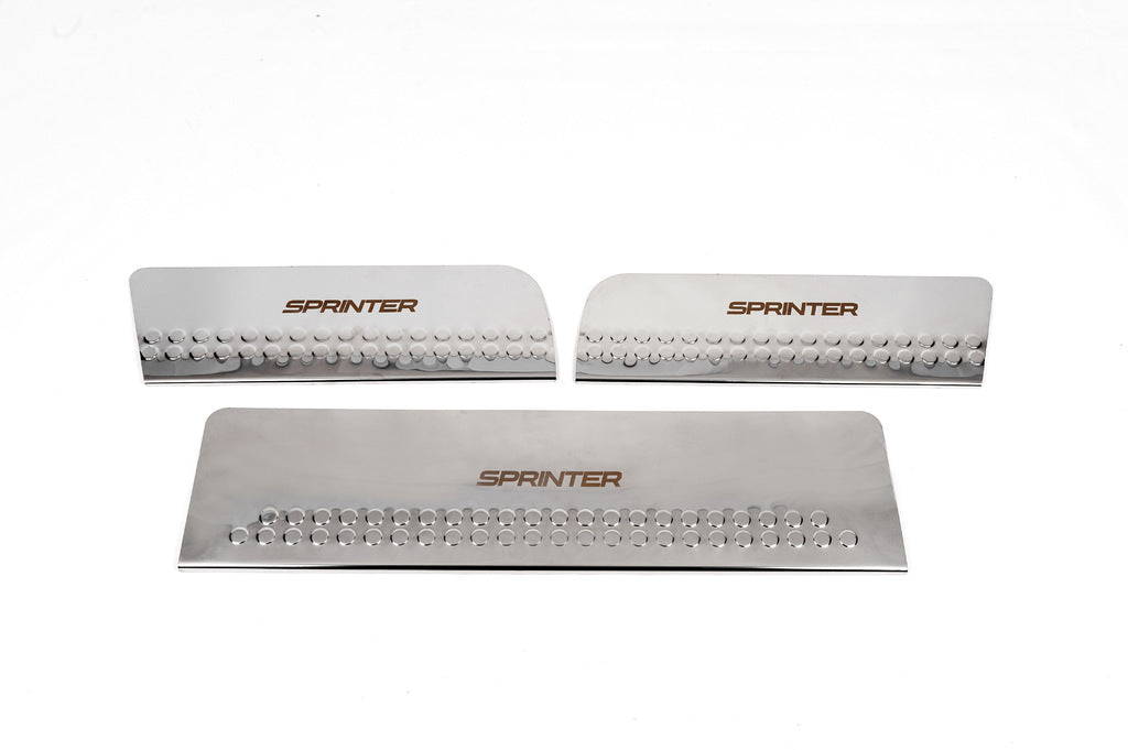 Carmos V1 Interior Door Sill Protectors (3 pcs, stainless steel) for Mercedes Sprinter W906 2006-2018 - image 1