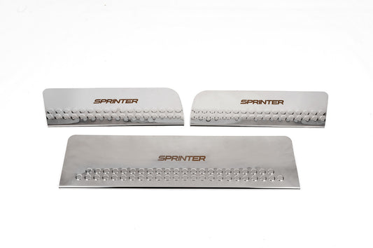 Carmos V1 Interior Door Sill Protectors (3 pcs, stainless steel) for Mercedes Sprinter W906 2006-2018 - image 1