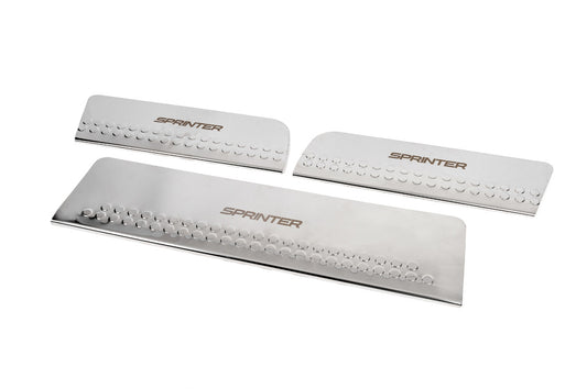 Carmos V1 Interior Door Sill Protectors (3 pcs, stainless steel) for Mercedes Sprinter W906 2006-2018 - image 2