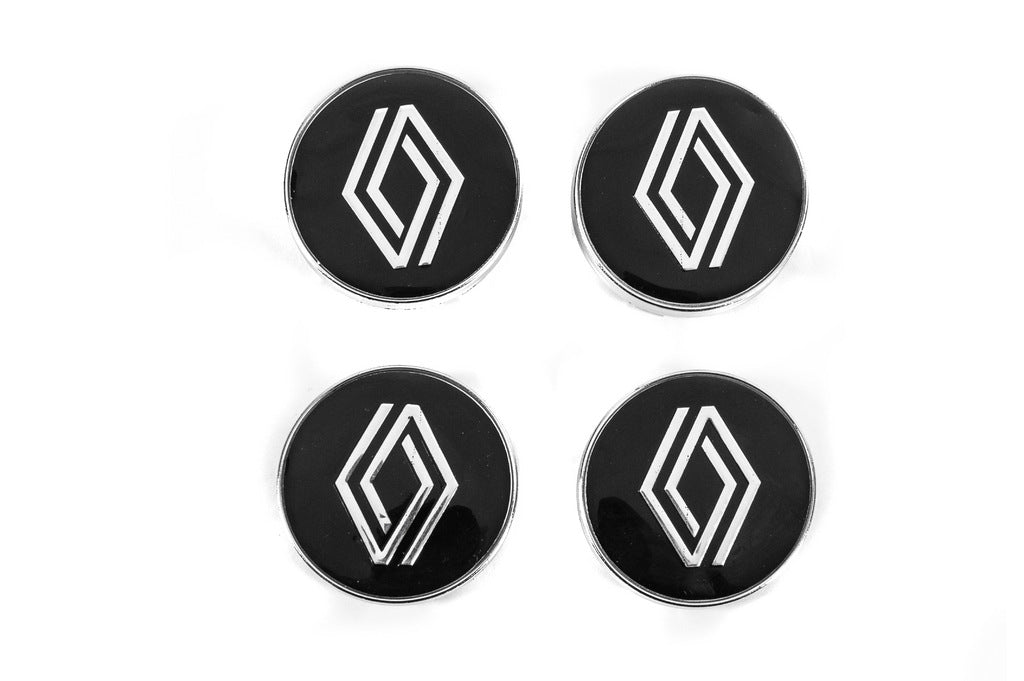 Black wheel center caps with ring (59mm to 55mm, 4 pcs) for Renault - image 1