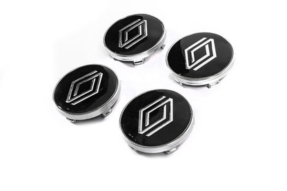Black wheel center caps with ring (59mm to 55mm, 4 pcs) for Renault - image 2