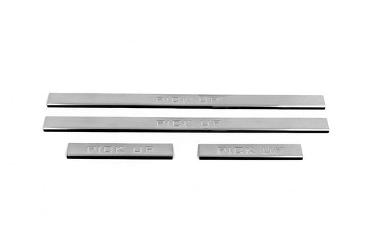 Door sills Carmos V3 (4 pcs, stainless steel) for Nissan NP300 1999-2015 - Reelken Auto