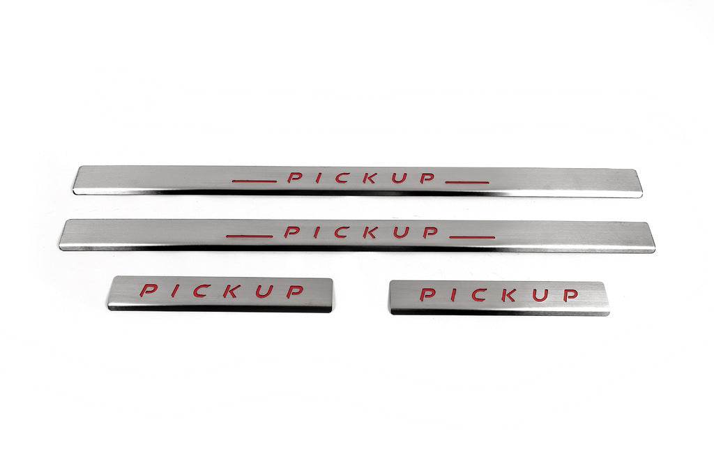 Door sills Carmos V2 (4 pcs, stainless steel) for Nissan NP300 1999-2015 - Reelken Auto