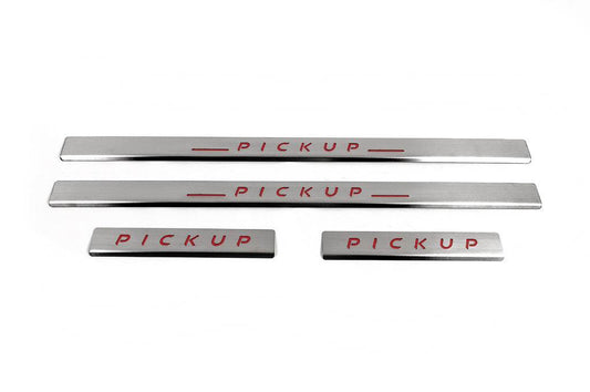 Door sills Carmos V2 (4 pcs, stainless steel) for Nissan NP300 1999-2015 - Reelken Auto