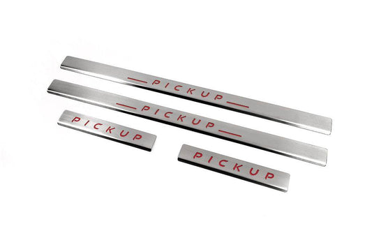 Door sills Carmos V2 (4 pcs, stainless steel) for Nissan NP300 1999-2015 - Reelken Auto