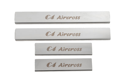 Carmos Door Sill Protectors (4 pcs, Stainless Steel) for Citroen C-4 Aircross 2012-2017 - image 1