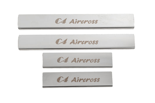 Carmos Door Sill Protectors (4 pcs, Stainless Steel) for Citroen C-4 Aircross 2012-2017 - image 1