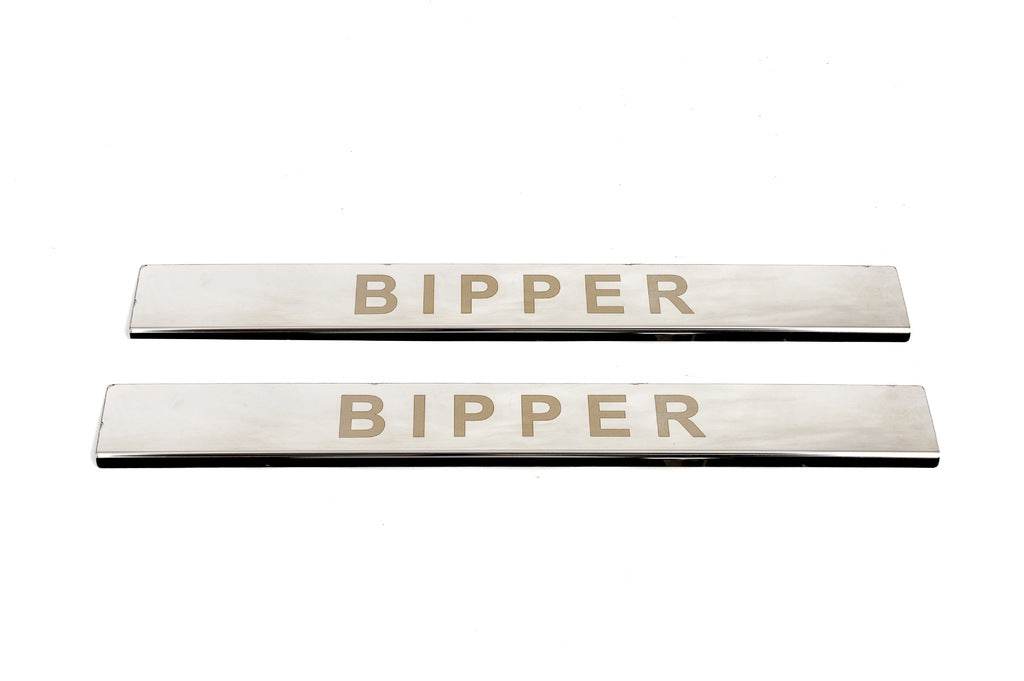 Door sills Carmos V1 (2 pcs, stainless steel) for Peugeot Bipper - Reelken Auto