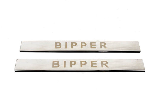 Door sills Carmos V1 (2 pcs, stainless steel) for Peugeot Bipper - Reelken Auto