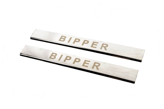 Door sills Carmos V1 (2 pcs, stainless steel) for Peugeot Bipper - Reelken Auto