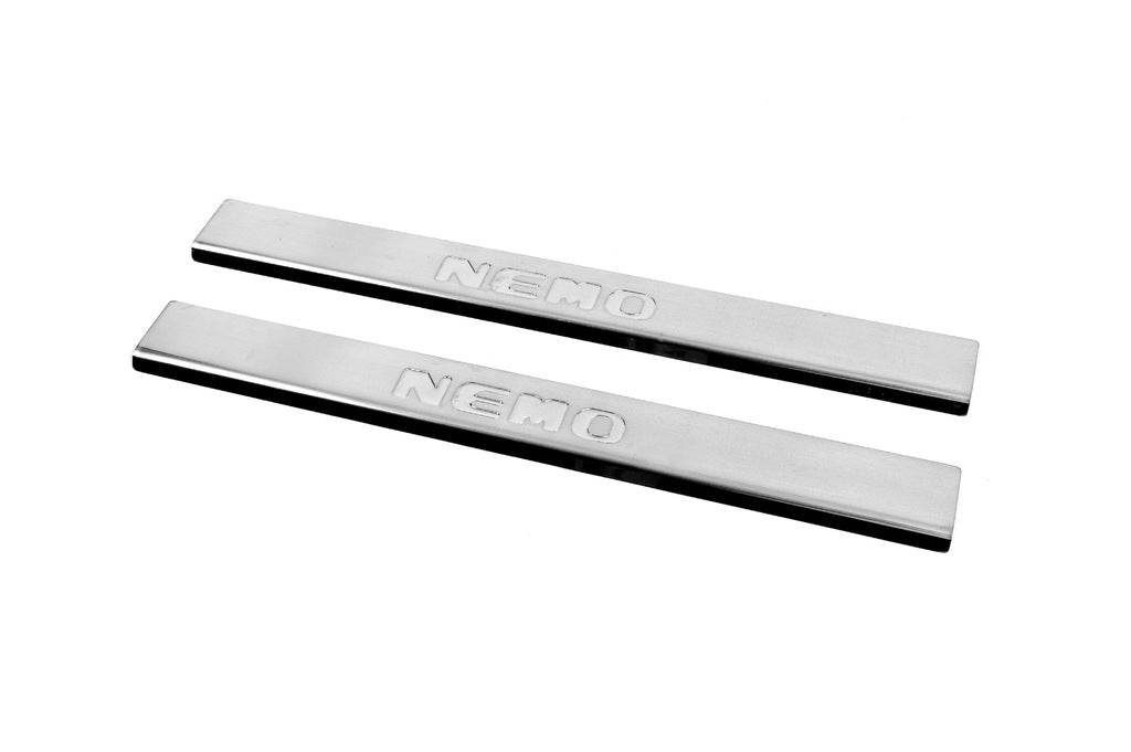 Door sills Carmos V2 (2 pcs, stainless steel) for Citroen Nemo - Reelken Auto