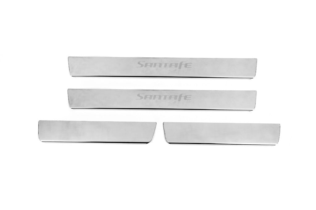 Door Sill Covers Carmos V2 (4 pcs, Stainless Steel) for Hyundai Santa Fe 2 2006-2012 - image 1