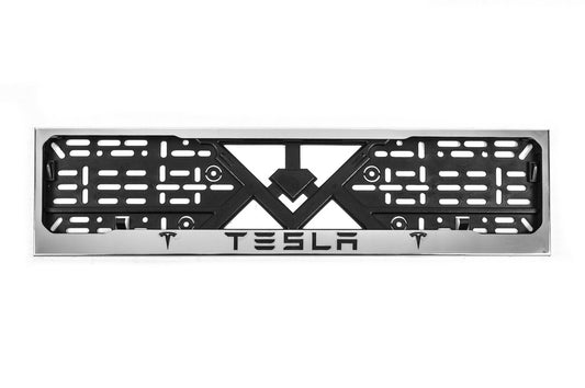 Frame for number chrome (1 pc, stainless steel) for Tesla - image 1