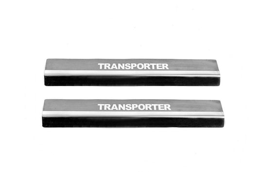 Door sills Carmos V2 (2 pcs, stainless steel) for Volkswagen T5 Transporter 2003-2010 - Reelken Auto
