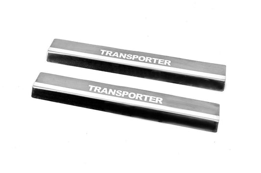 Door sills Carmos V2 (2 pcs, stainless steel) for Volkswagen T5 Transporter 2003-2010 - Reelken Auto