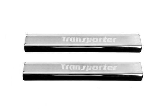 Door sills Carmos V3 (2 pcs, stainless steel) for Volkswagen T5 Transporter 2003-2010 - Reelken Auto