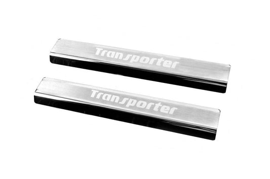 Door sills Carmos V3 (2 pcs, stainless steel) for Volkswagen T5 Transporter 2003-2010 - Reelken Auto