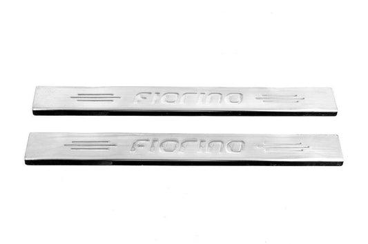 Door sill plates Carmos V4 (2 pcs., stainless steel) for Fiat Fiorino/Qubo - Reelken Auto