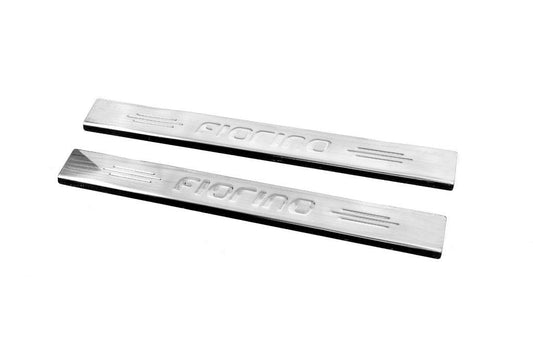 Door sill plates Carmos V4 (2 pcs., stainless steel) for Fiat Fiorino/Qubo - Reelken Auto
