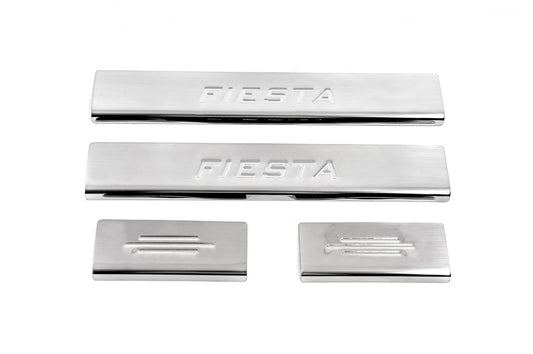 Stainless Steel Door Sill Protectors Carmos V2 (4 pcs) for Ford Fiesta 2002-2008 - image 1