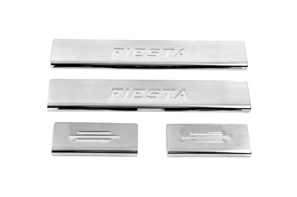 Stainless Steel Door Sill Protectors Carmos V2 (4 pcs) for Ford Fiesta 2002-2008 - image 1
