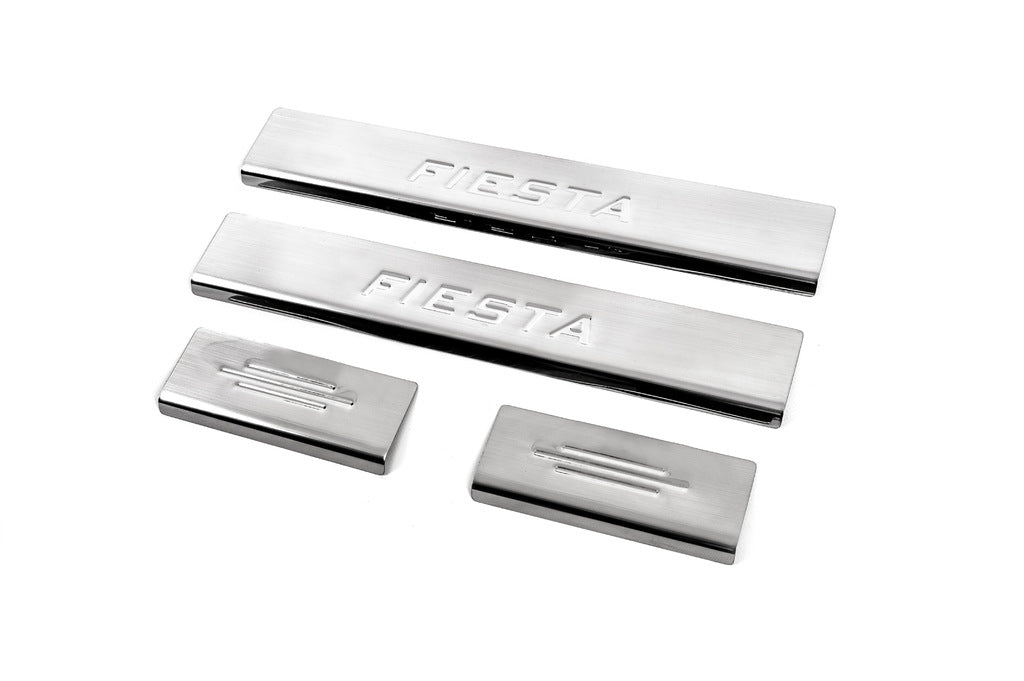 Stainless Steel Door Sill Protectors Carmos V2 (4 pcs) for Ford Fiesta 2002-2008 - image 2