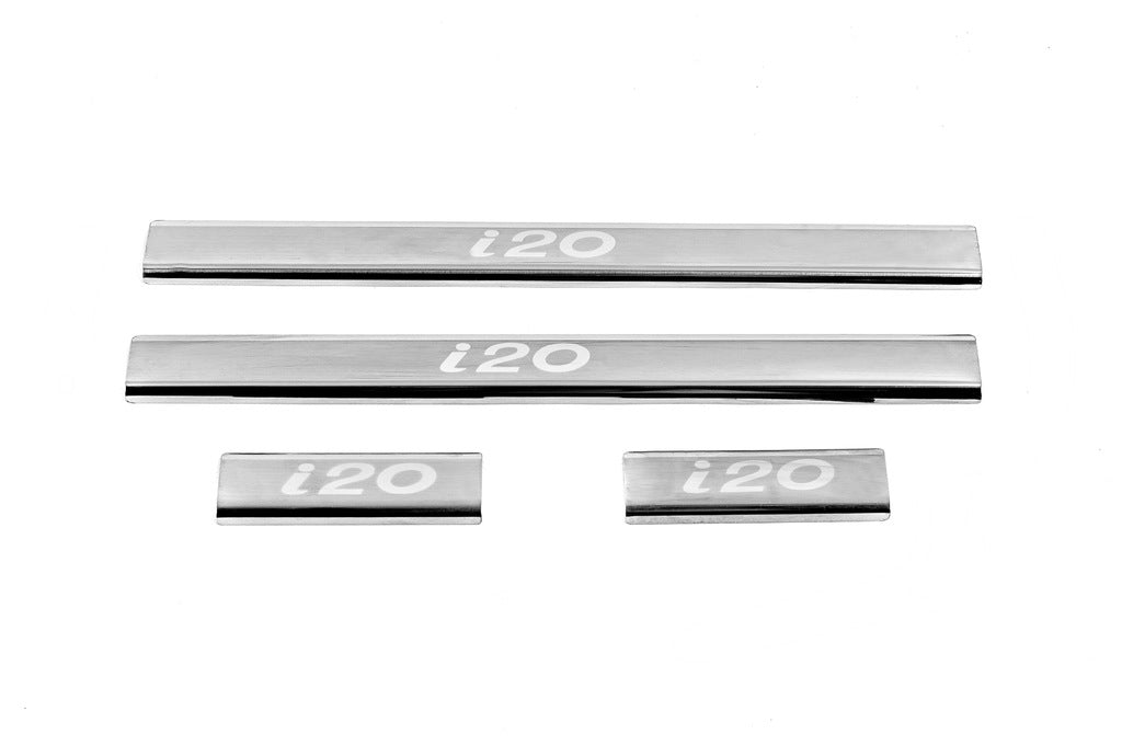 Door Sill Protectors Carmos V2 (4 pcs, Stainless Steel) for Hyundai I-20 2008-2012 - image 2