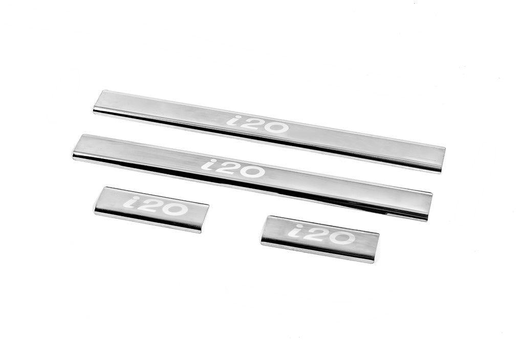 Door Sill Protectors Carmos V2 (4 pcs, Stainless Steel) for Hyundai I-20 2008-2012 - image 1