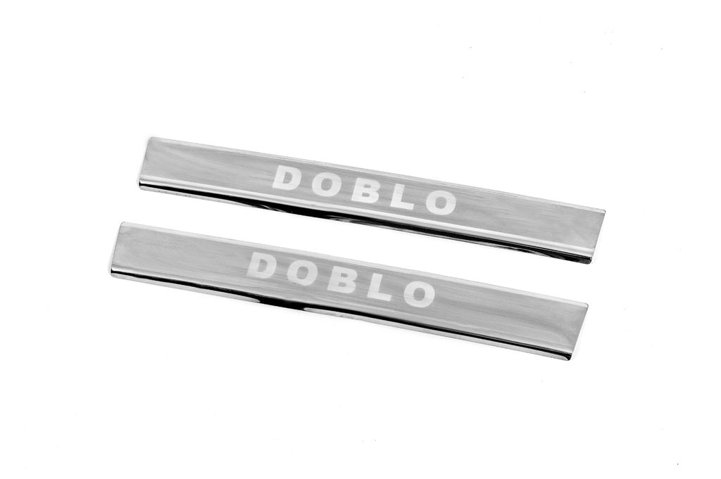 Door Sill Protectors V3 (Carmos, 2 pcs, Stainless Steel) for Fiat Doblo I 2005-2010 - image 1