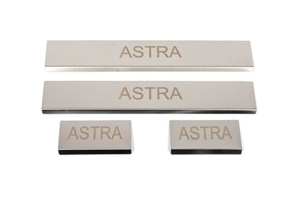 Threshold pads (4 pcs., stainless steel) for Opel Astra K 2016-2021 - Reelken Auto