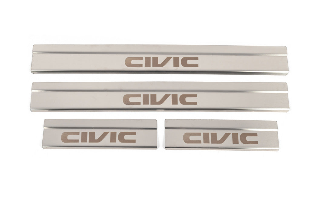 Door Sill Covers (4 pcs, Stainless Steel) for Honda Civic Sedan X 2016-2021 - image 1