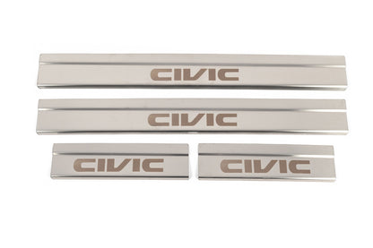 Door Sill Covers (4 pcs, Stainless Steel) for Honda Civic Sedan X 2016-2021 - image 1