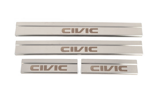 Door Sill Covers (4 pcs, Stainless Steel) for Honda Civic Sedan X 2016-2021 - image 1