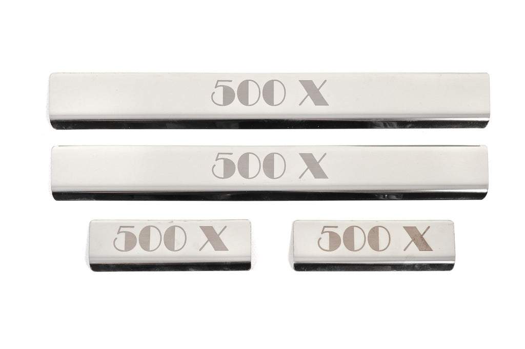 Door Sill Covers (4 pcs, Stainless Steel) for Fiat 500X 2014-2024 - image 1