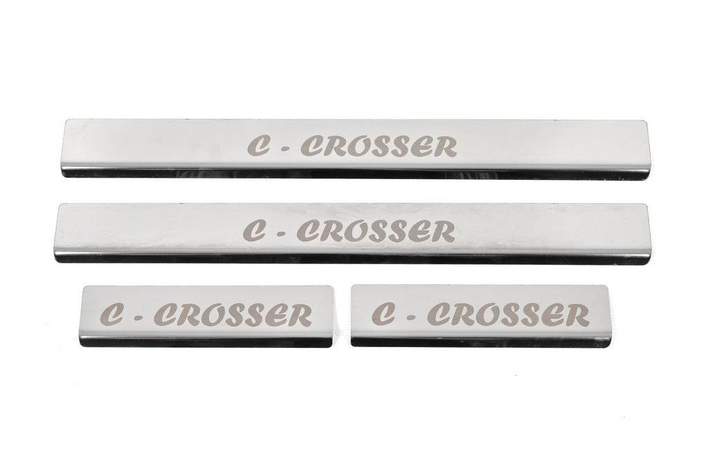 Threshold pads (4 pcs., stainless steel) for Citroen C-Crosser - Reelken Auto