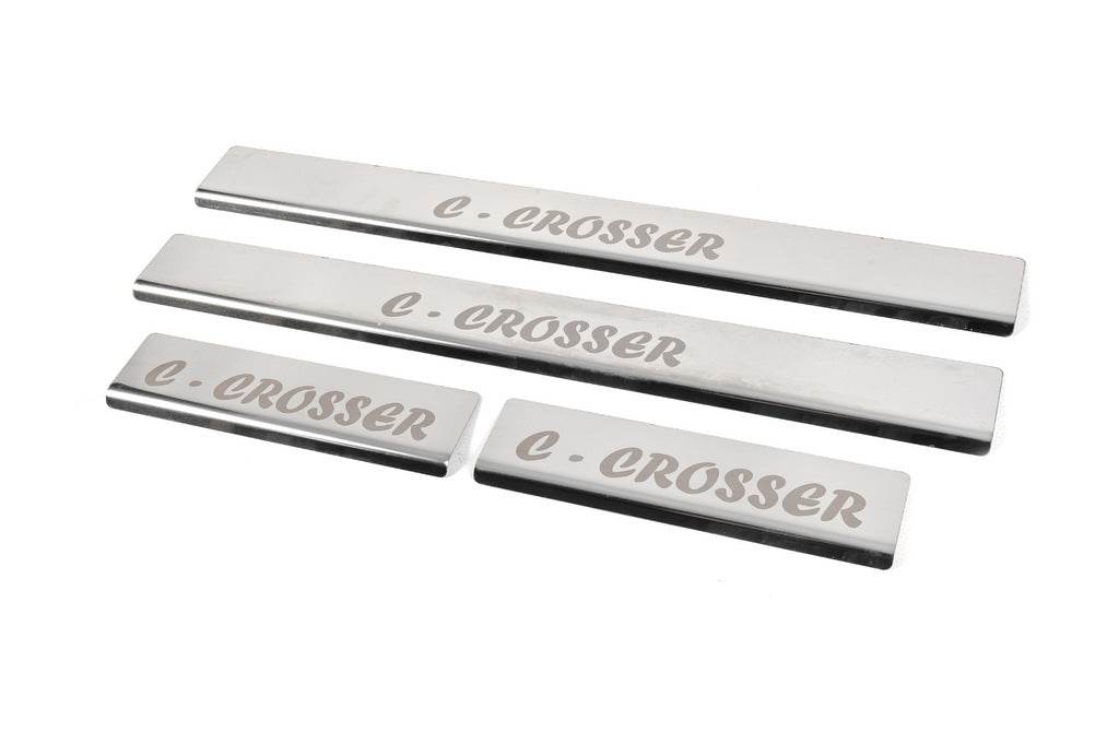 Threshold pads (4 pcs., stainless steel) for Citroen C-Crosser - Reelken Auto