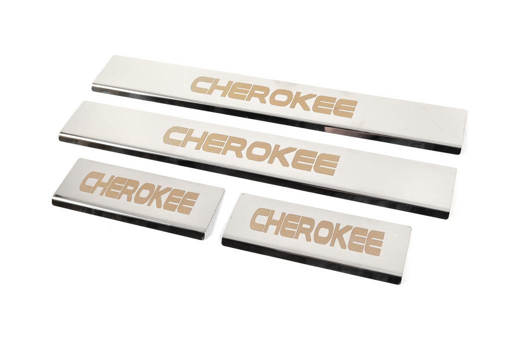 Thresholds V-2 (4 pcs., stainless steel) for Jeep Grand Cherokee WK2 2010-2021 - Reelken Auto