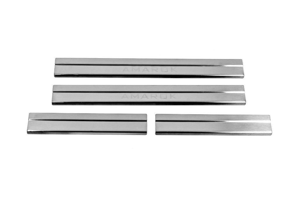 Door sills Carmos V2 (4 pcs, stainless steel) for Volkswagen Amarok 2010-2022 - Reelken Auto