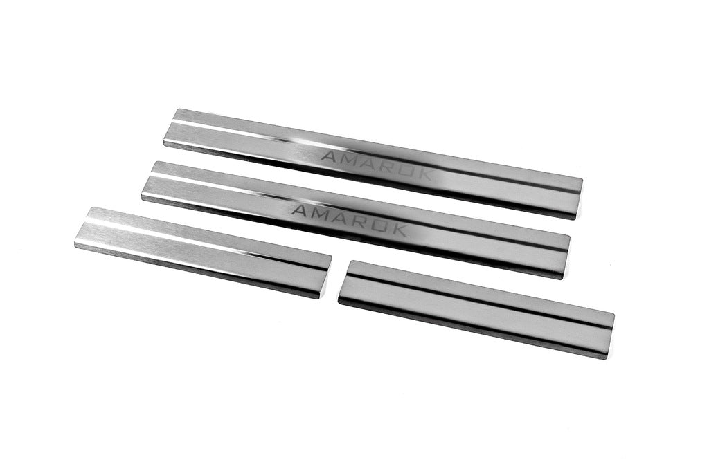 Door Sill Protectors Carmos V2 (4 pcs, Stainless Steel) for Volkswagen Amarok 2010-2022 - image 1