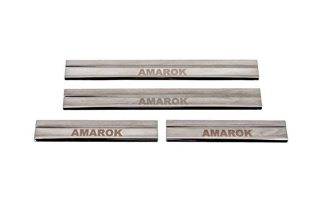 Door sills Carmos V3 (4 pcs, stainless steel) for Volkswagen Amarok 2010-2022 - Reelken Auto