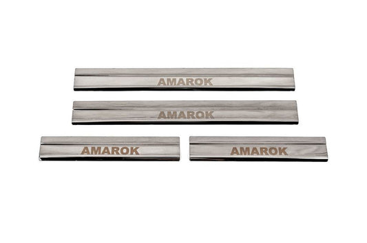 Door sills Carmos V3 (4 pcs, stainless steel) for Volkswagen Amarok 2010-2022 - Reelken Auto