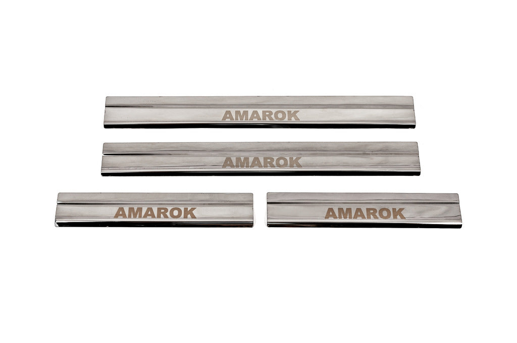 Door Sill Protectors Carmos V3 (4 pcs, Stainless Steel) for Volkswagen Amarok 2010-2022 - image 1