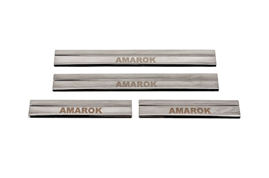 Door Sill Protectors Carmos V3 (4 pcs, Stainless Steel) for Volkswagen Amarok 2010-2022 - image 1