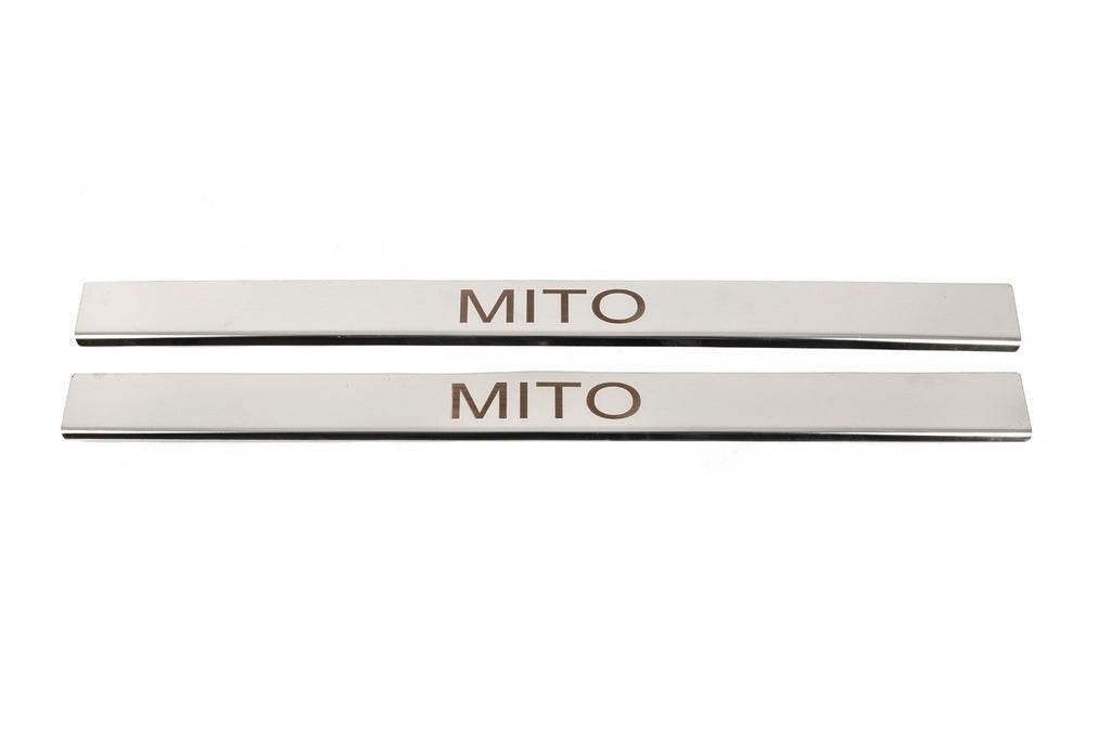 Threshold pads (2 pcs, stainless steel) for Alfa Romeo Mito - Reelken Auto